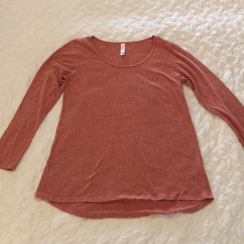 LulaRose Organish Red Long Sleeve Top Size S